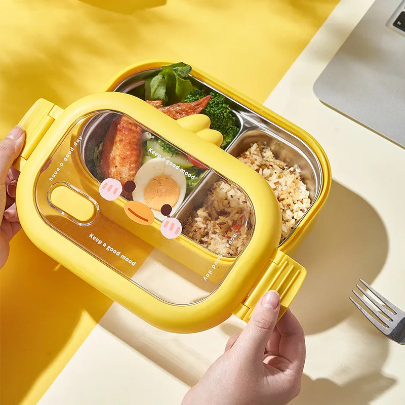 Boîte à Lunch Enfant Inox 1000ML - Étanche avec 2 Compartiments